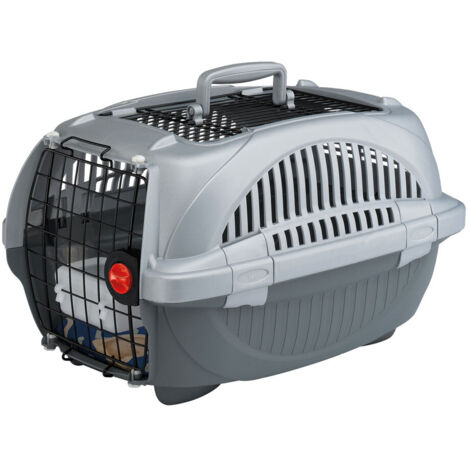 Ferplast ATLAS DELUXE OPEN Trasportino per gatti e cani di piccola taglia con tettuccio apribile - 2 misure. Variante 20 - Misure: 37.4 x 57.6 x h 33 cm - Grigio