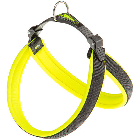 Ferplast AGILA FLUO 3-9 Pettorina ergonomica per cani con morbida imbottitura. Chiusura con cordino.. Variante 4 - Misure: A=B 44-52 cm 20 mm - Giallo