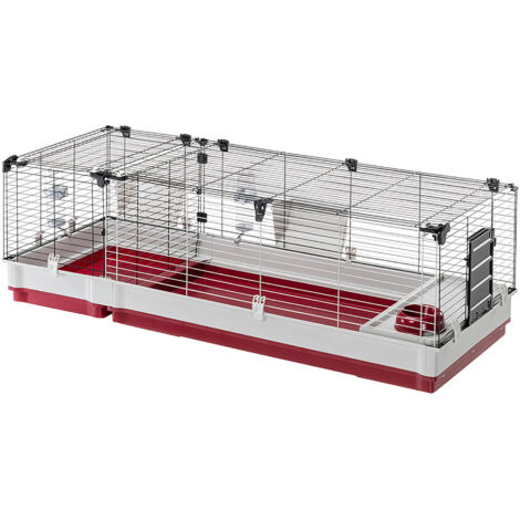 Ferplast KROLIK 160 Gabbia per conigli con divisorio removibile. Variante KROLIK 160 - Misure: 162 x 60 x h 50 cm - Bordeaux