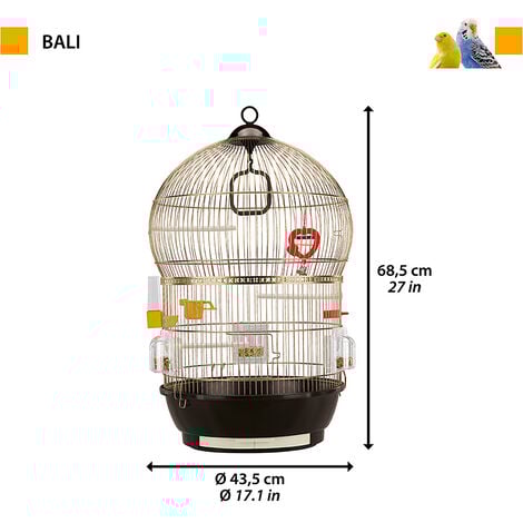 Ferplast BALI FERPLAST Gabbia BALI: Habitat ideale per uccelli. Pratica, funzionale, design italiano. Accessori inclusi per cibo, acqua e riposo.. Variante BALI ANTIQUE BRASS - Misure: Ø 43.5 x 68.5 c