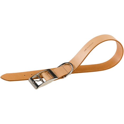 Ferplast NATURAL C Collare per cani in pelle vera, in 2 colori e 8 misure. Variante C30/55 - Misure: A: 47-55 cm B: 30 mm - Cuoio Naturale (1/2)