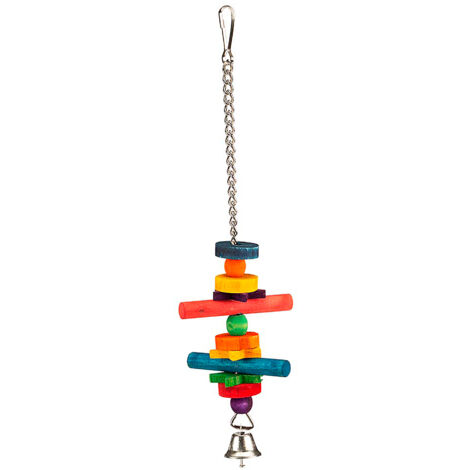 Ferplast Gioco PA 4094 Gioco pendente in legno colorato per pappagalli e cacatua . Variante PA 4094 - Misure: Ø 3.8 x 31 cm - Colori misti