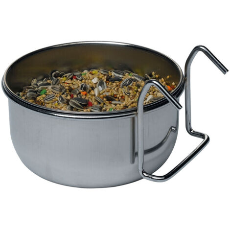 Ferplast SIRIO  Ciotola in acciaio inox per pappagalli e cacatua . Variante L 302 - Misure: Ø 12.2 x h 5.8 cm - 0.55 L -