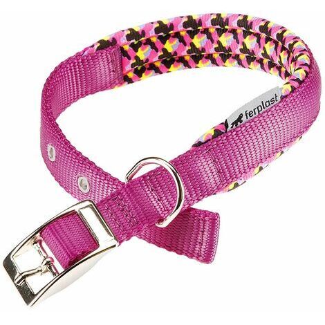 Ferplast DAYTONA FANTASY C Collare per cani con morbida imbottitura e fibbia in metallo.. Variante C20/43 - Misure: A: 35-43 cm B: 20 mm - Fucsia