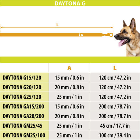 Ferplast DAYTONA GA Guinzaglio in nylon per l'addestramento di cani. Vari colori, 2 misure.. Variante GA15/200 - Misure: 15 mm x L 200 cm - Blu