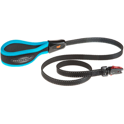 Ferplast ERGOFLUO MATIC G Guinzaglio per cani con innovativo moschettone automatico e maniglia imbottita. Varie misure e colori.. Variante G15/120 - Misure: 15 mm x L 120 cm - Blu