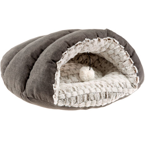 Ferplast TUFLI Casetta in pelliccia ecologica per gatti. Variante TUFLI - Misure: 52 x 39 x h 26 cm - Grigio