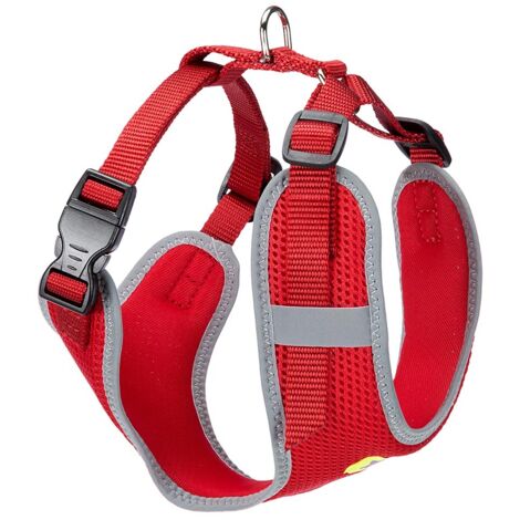 Ferplast NIKITA P Pettorina per cani in nylon traspirante con cuciture riflettenti. Varie misure e colori.. Variante S - Misure: A: 24-31 cm B: 30-41 cm 15 mm - Rosso
