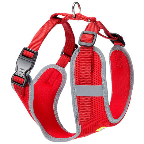Ferplast NIKITA P Pettorina per cani in nylon traspirante con cuciture riflettenti. Varie misure e colori.. Variante M - Misure: A: 30-43 cm B: 38-55 cm 15 mm - Rosso
