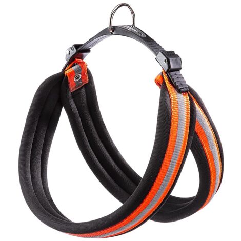 Ferplast AGILA REFLEX 5-9 Pettorina ergonomica ad alta visibilità per cani con chiusura microregolazione. Vari colori e misure. . Variante 6 - Misure: A=B 57-65 cm 25 mm - Arancione