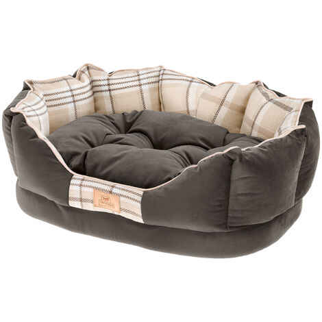 Ferplast CHARLES Divanetto in tessuto per cani e gatti con cuscino double-face. Varie misure e colori. . Variante 60 - Misure: 56 x 42 x h 20 cm - Marrone