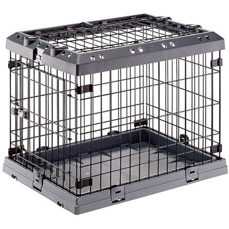Ferplast SUPERIOR Box pieghevole per cani, con 2 o 3 aperture. Varie misure.. Variante 60 - Misure: 62 x 47 x h 50 cm - Grigio