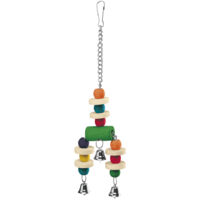 Ferplast Gioco PA 4092 Gioco pendente in legno colorato per pappagalli e cacatua . Variante PA 4092 - Misure: 9 x 3 x h 32 cm - Colori misti