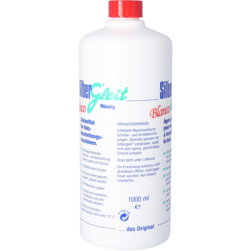 Silbergleit Blanco flüssiges Holzgleitmittel Spray, 1000 ml Flasche,  speziell für helle Hölzer an Hobelmaschinen