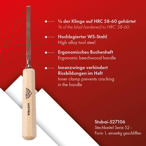 Stechbeitel Mini 6mm Glanzgeschliffen - Hochwertiger Cr-Mn Stahl