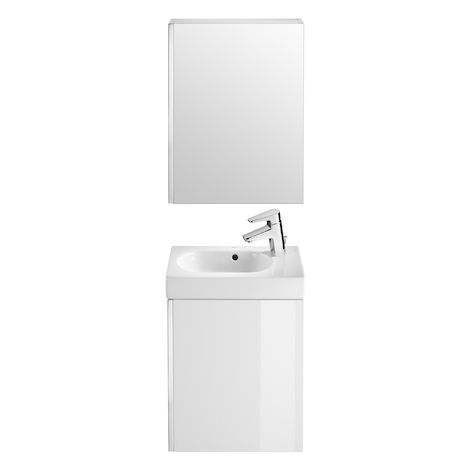 ROCA  Mueble de baño (mueble, lavabo y armario espejo) - Serie Mini , Blanco brillo
