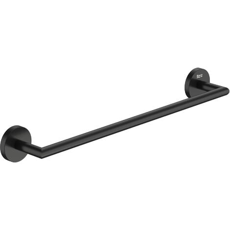 Kibath Toallero de acero inoxidable. Sin taladros para mueble de baño.  Acabado en negro mate. Largo 36cm. Colocación sin necesidad de herramientas