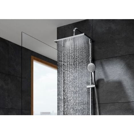Columna de ducha termostática ROUND EVEN - ROCA Color: Negro titanio  cepillado
