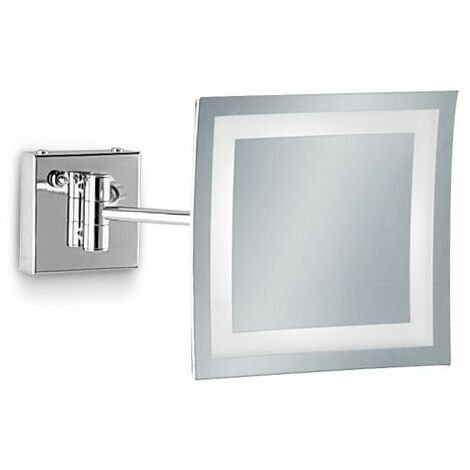 Specchio ingranditore da bagno quadrato a parete con luce led e cornice  sabbiata