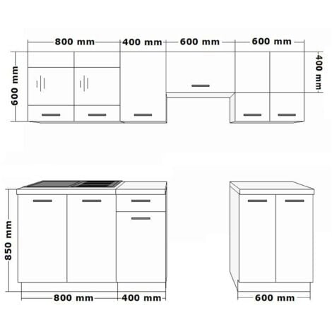 Küche Dave 240 cm Küchenzeile Küchenblock variabel stellbar Eiche Sonoma Trüffel