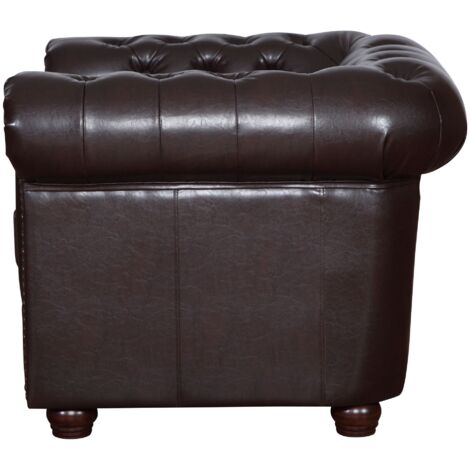 Chesterfield Sessel 1 Sitzer in Kunstleder Vintage braun Couch Polstersofa Sofa