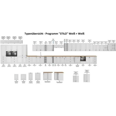 Hängeschrank 45 cm Stilo Weiß Küchenzeile Küchenblock Küche Landhaus Einbauküche