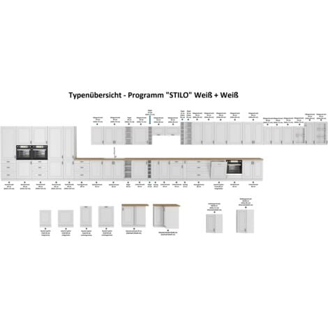 Hängeschrank Regal 15 Weiß Küchenzeile Küchenblock Küche Stilo Landhaus Höhe 90