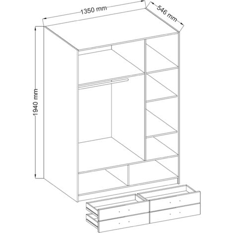 Kleiderschrank Drehtürenschrank Wäscheschrank Schrank Schlafzimmer Sonoma Eiche