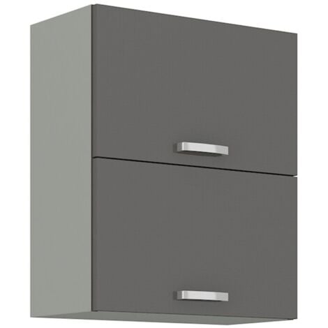 Eckhängeschrank 60x60 Cm Hochglanz Grau - Küchenzeile Bianca Grey Rose