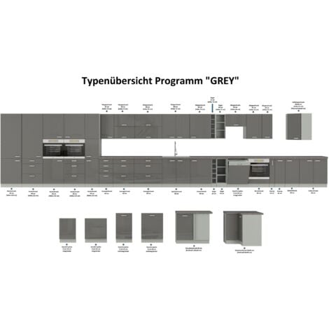 Küchen Unterschrank 40 Hochglanz Grau Küchenzeile Küchenblock Küche Grey Bianca