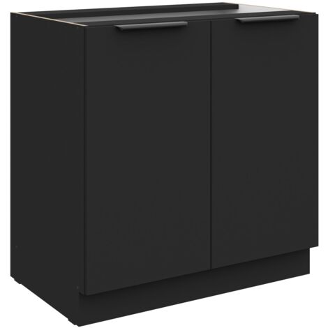 Küchen Unterschrank 80 cm SIENA Schwarz Küche Küchenzeile Küchenblock