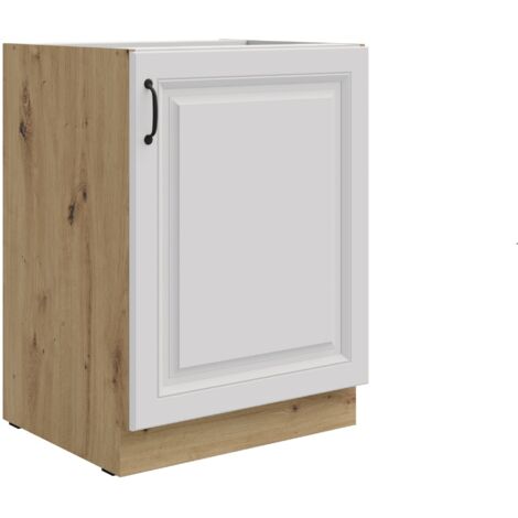Unterschrank 60 cm Stilo Weiss + Eiche Artisan Küchenzeile Küchenblock Küche