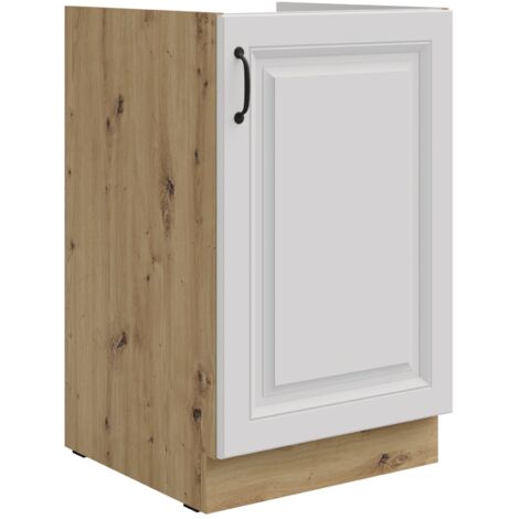 Spülenschrank 50 cm Stilo Weiß + Eiche Artisan Küchenzeile Küchenblock Küche