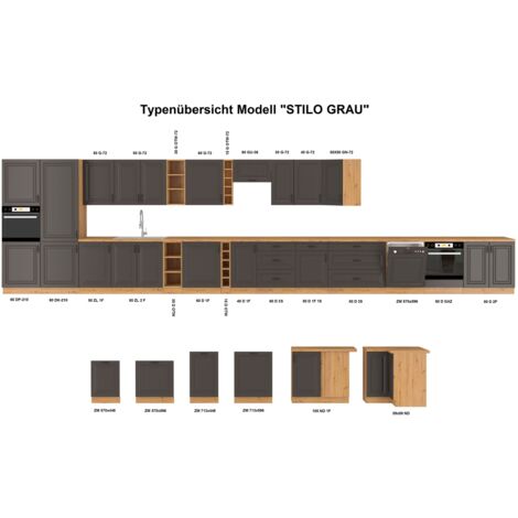 Hängeschrank Regal 15 cm Eiche Artisan Küchenzeile Küchenblock Küche Stilo