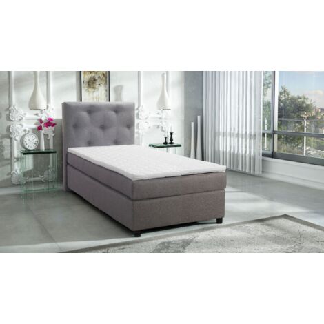 Boxspringbett Hotelbett 90×200 Bonellfederkern Topper Paxos Chester hellgrau