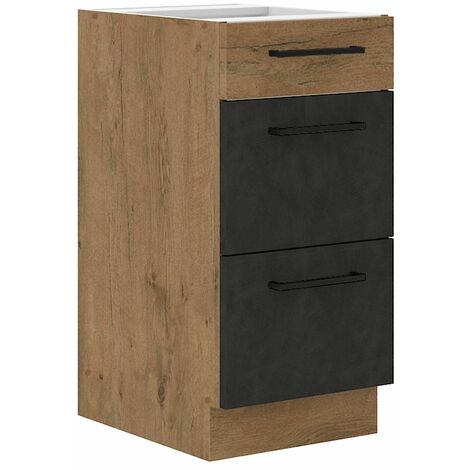 Vigo Unterschrank 40 cm Eiche Lancelot Matera Grau Küchenzeile Soft-Close Küche (1/4)