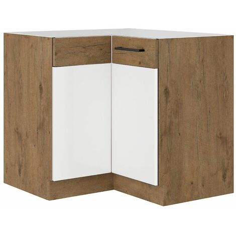 Vigo Eckunterschrank 90x90 Eiche Lancelot Weiß Hochglanz Küchenzeile Einbauküche (1/3)
