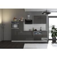 Küche Lara Grau/Weiß 280 Cm - Moderne Einbauküche Mit Softclose