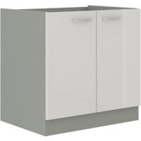 Küchen-Presbombe Unterschrank 60 Cm Küche Banca Weß Hochglanz + Grau