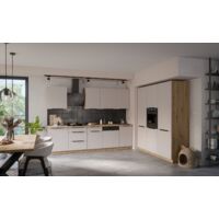 Küche SOLANO 280 + 180 cm Küchenzeile Küchenblock Einbauküche Kaschmir beige matt + Eiche Artisan matt