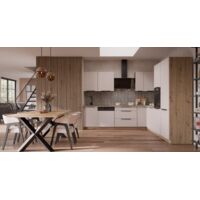 Winkelküche SOLANO 280x270 cm Küchenzeile Eckküche Einbauküche Küche Kaschmir beige matt + Eiche Artisan matt