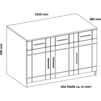 Kommode Sideboard PARIS 3F-3S Wohnwand Wohnzimmer Anbauwand Weiss + Sonoma Eiche