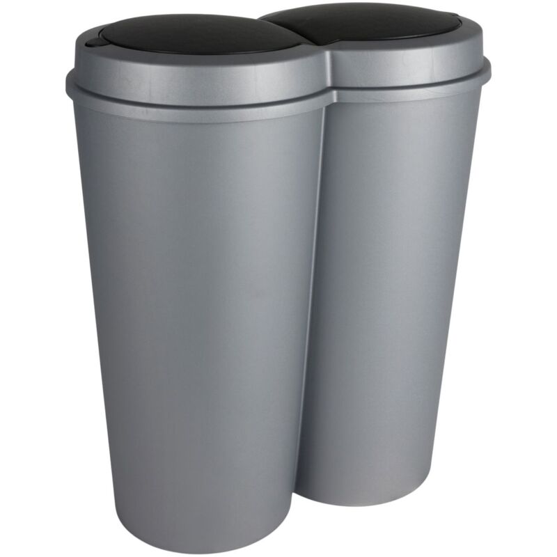 Mülleimer für mülltrennung 2x 50 l, Sackständer, grau/Anthrazit
