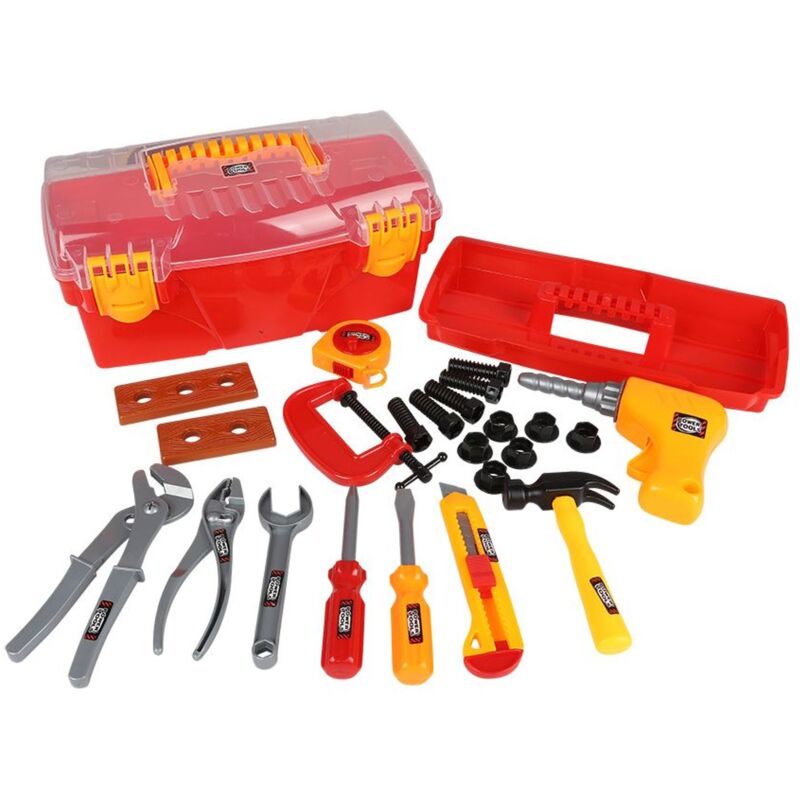 Kinder-Werkzeug-Set 24-tlg Werkzeugkoffer Werkzeugkiste Werkzeugkasten  Werkstatt