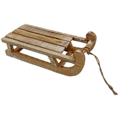 Schlitten aus Holz Dekoschlitten Holzschlitten Weihnachtsdeko Winterdeko 31x14cm - natur (1/3)