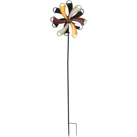 Gartenstecker Windrad 120cm Metall Gartendeko Windmühle Windspiel Beetdeko - bunt
