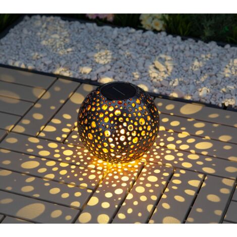 Solar Kugelleuchte Metalloptik 20cm Gartenleuchte Tischleuchte Gartendeko Gartenlampe Kugellampe Solarkugel Außenleuchte Outdoor