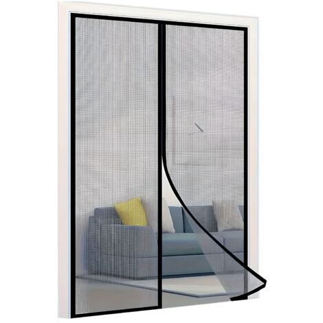 Fliegennetz Magnet Türfliegengitter schwarz 100x210cm Moskitonetz universal Türvorhang Fliegengittertür - selbstdichtende Netztrennwand hält Insekten Fern, Haustier- Und Kinderfreundlich