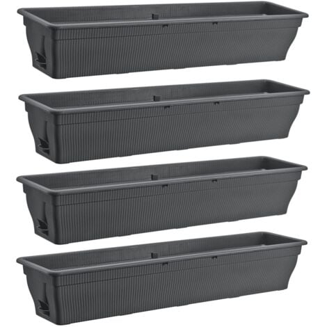 4x Blumenkasten 100cm Balkonkasten mit Wasserspeicher anthrazit 25L