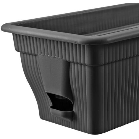4x Blumenkasten 100cm Balkonkasten mit Wasserspeicher anthrazit 25L